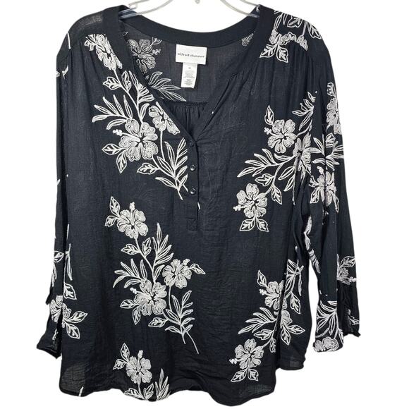 Alfred Dunner Island Vibes Bell Sleeve Floral Embroidered Top Size XL - Picture 3 of 8